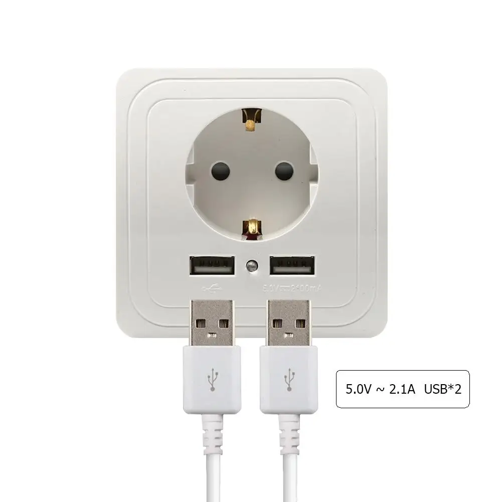 Настенная розетка 80 мм * европейский стандарт с двумя Usb разъемами зарядное