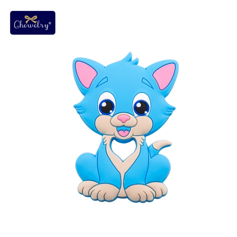 Blue Cat BPA Бесплатно Детские Прорезыватели детские товары Детские Силиконовые Прорезыватели для зубов с белкой прорезиненное Силиконовое ожерелье для прорезывания зубов детские бусины - Цвет: Blue Cat