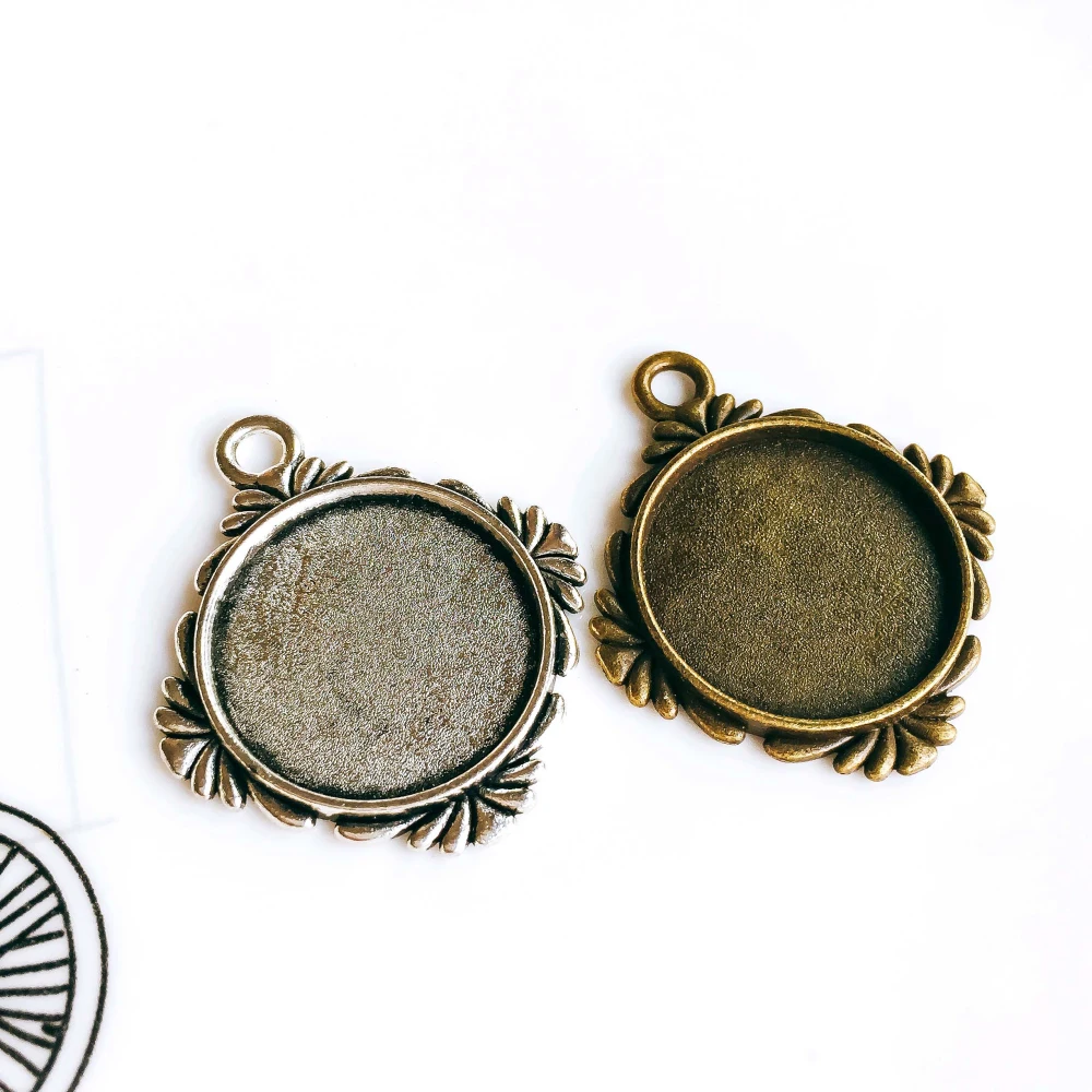 20 мм античный бронзовый серебристый цвет стеклянные заготовки под кабошон