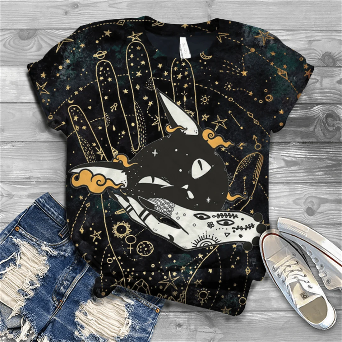 Women's shirt fashion and comfortable cute bird print short-sleeved round neck T-shirt casual street custom plus size top