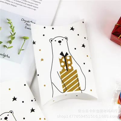 4 шт. Рождественский орнамент олень/медведь бумажная коробка конфет подушка для