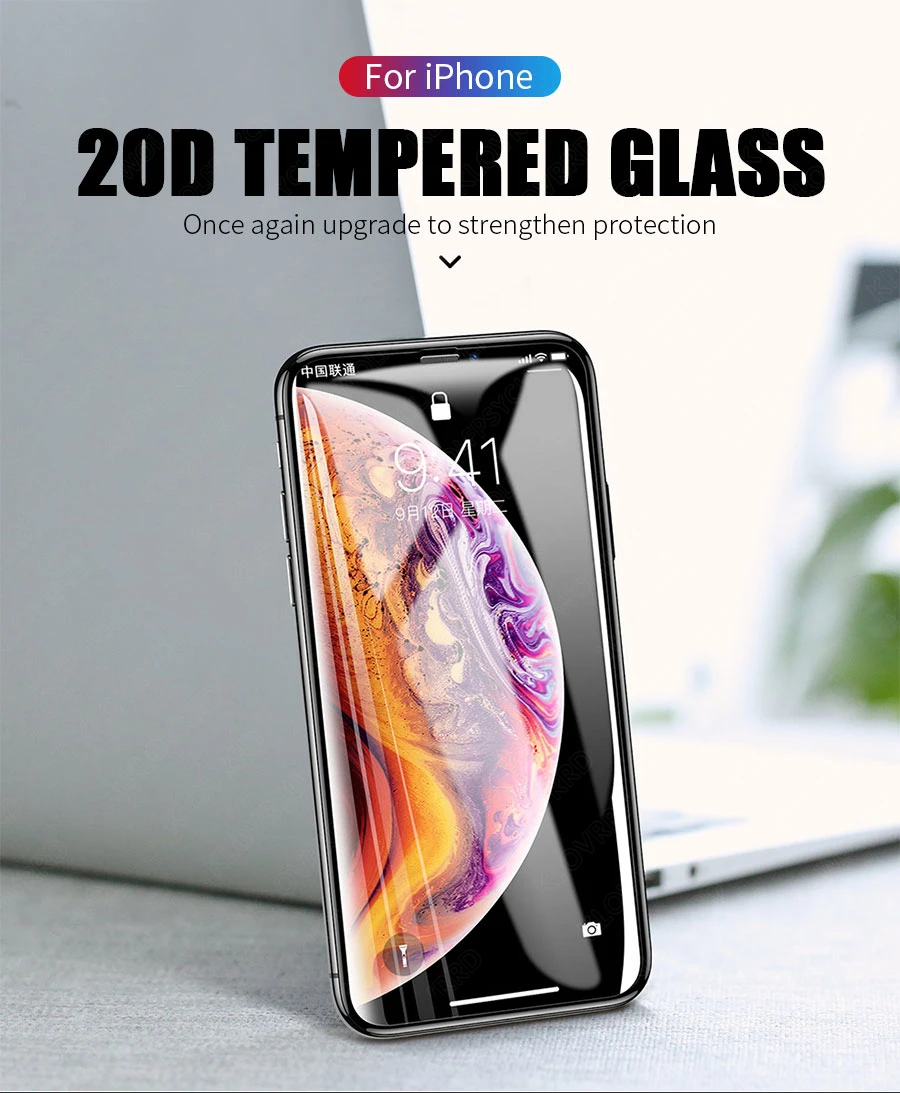 20D полный клей покрытие из закаленного стекла для iPhone 11 pro max протектор экрана для iPhone X XR XS Max 6 6S 7 8 Plus защитная пленка