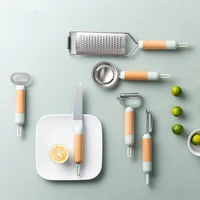 7 pc kitchen gadget set stainless steel wooden handle kitchen utensil sets kitchen peeler set tool