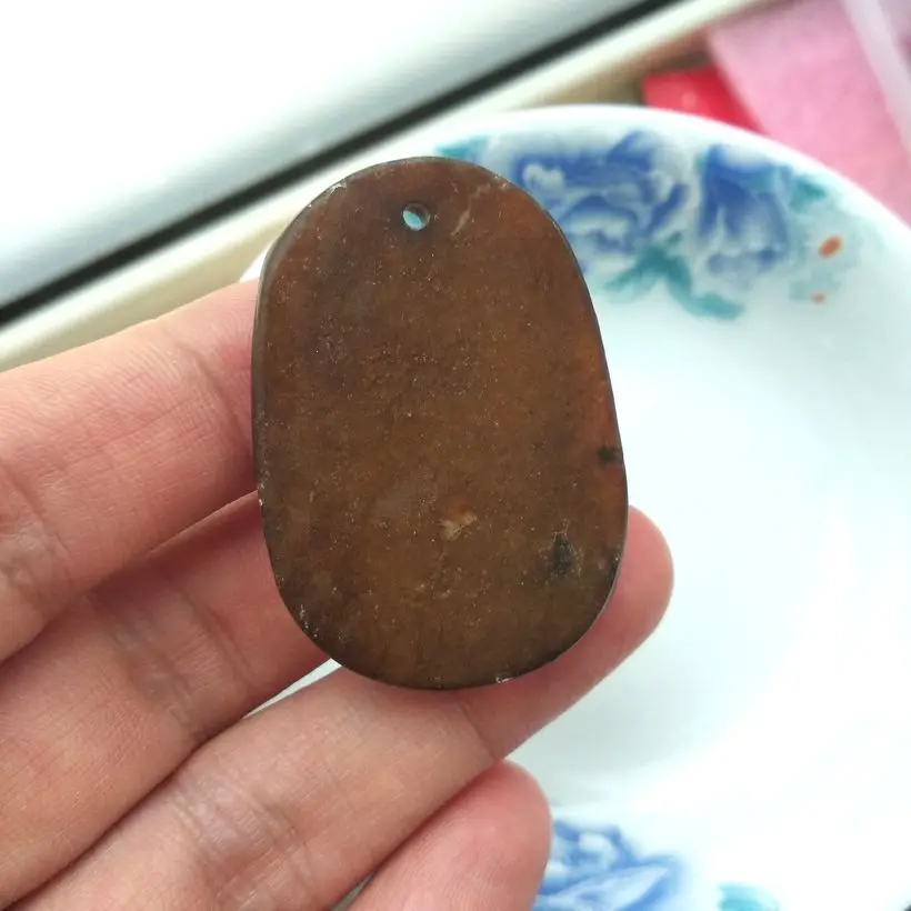 Натуральный старинный нефритовый амулет на член подвеска в виде китайского