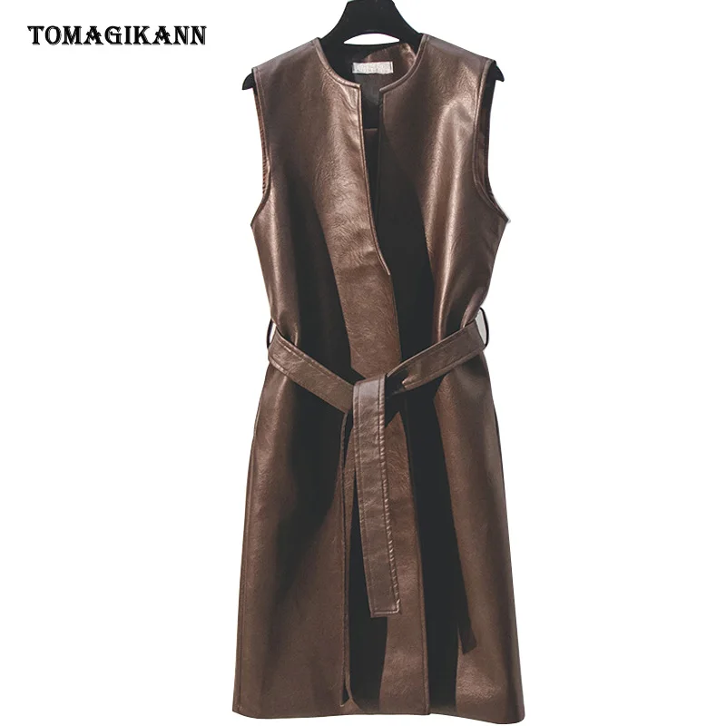 Дамские туфли из pu искусственной кожи длинное пальто с жилетом в уличном стиле