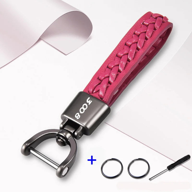 

Fashion Custom Car Logo Keychain Multi-color Creative Hand-woven Rope Key Ring For Car Key Holder Peugeot 3008 PHEV