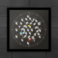 modern graphic art design hexagon table wall clock minimalist decor rotating plate smart clock hands architect novelty watch