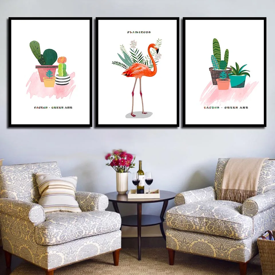 

Cartoon Lovely Animal Flamingo Home Decor Painting Nordic Simple Canvas Prints Poster Modern Space Art Wall Living Room Bedroom