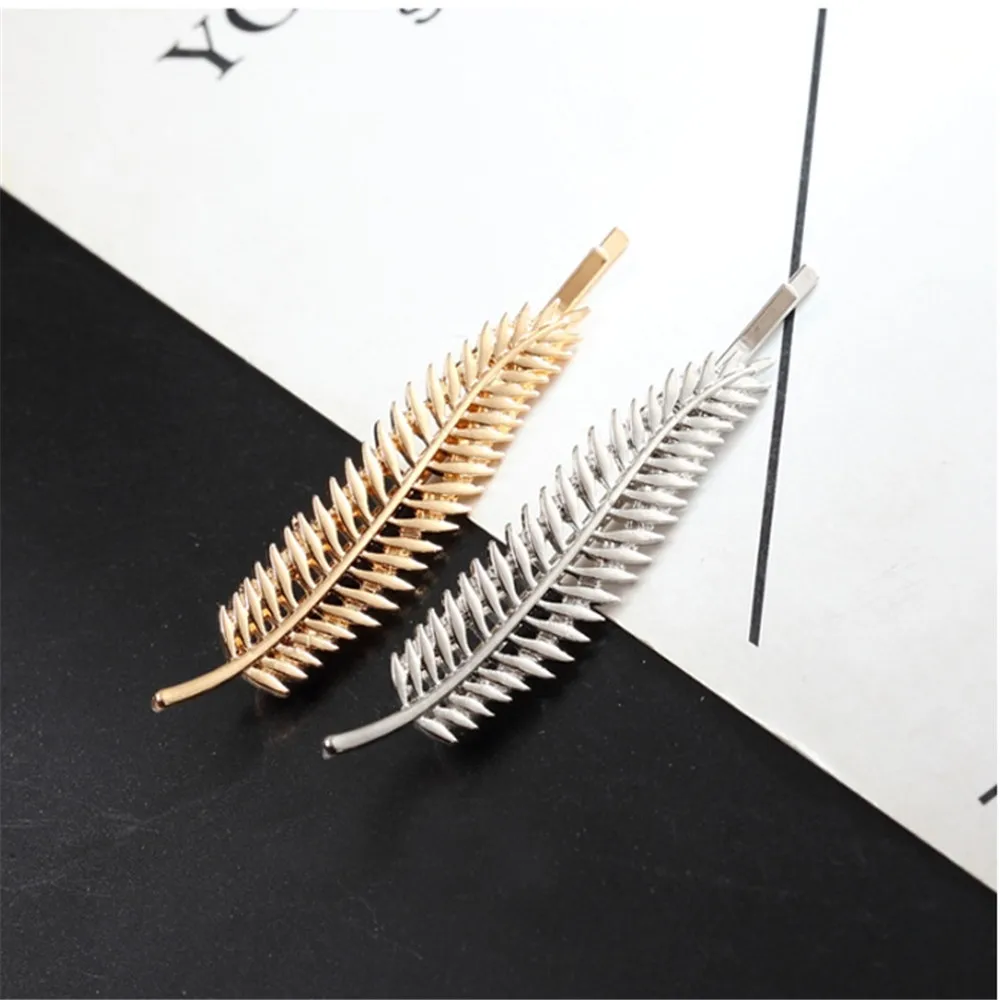 Модная женская заколка для волос с листьями из сплава металлические заколки