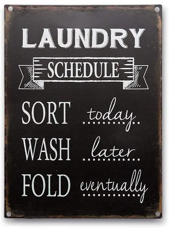 

Винтажный металлический знак для стирки, расписание для стирки, Черные Декоративные дорожные знаки для стирки, декор для комнаты, знаки для ...