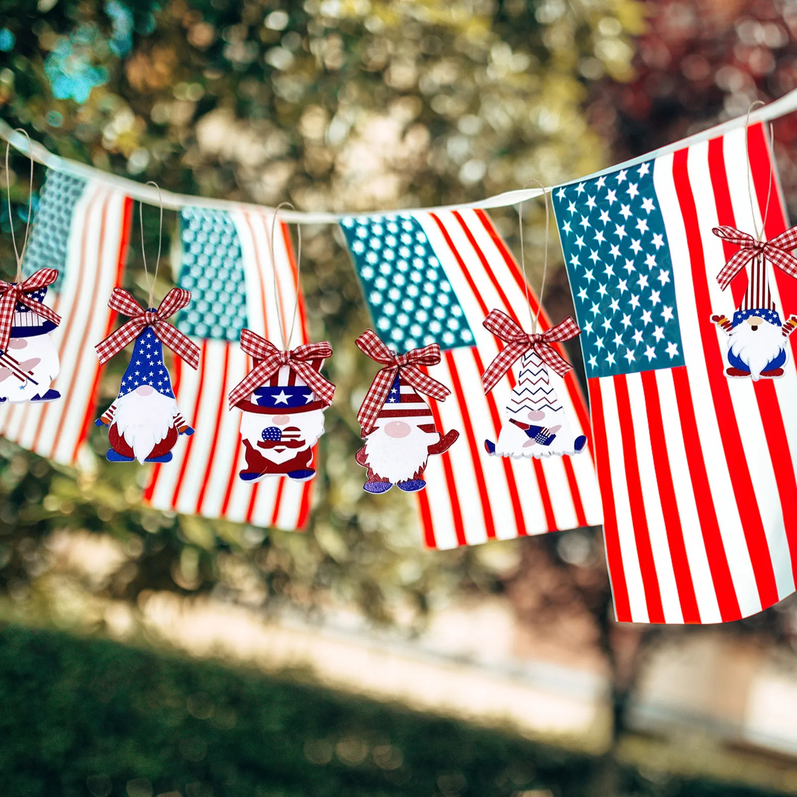 

Diy Home Decoration Diy Hanging Decorations Independence Day Patriotic Bowknot Wooden Hanging Flag Pendant Home Gift Accessories