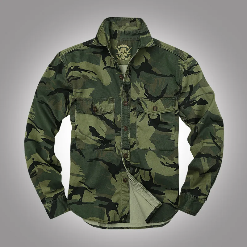 Outdoor Military Army Fan Cotton Camo Men's Shirt High Quality Long Sleeve Shirts Cargo Jacket