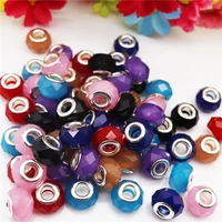 10pcs color resin cut faceted big hole european beads charms fit pandora bracelet snake chain cord necklaces for jewelry making