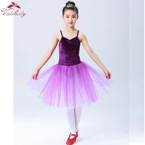 purple Новинка; балетное платье для девочек; Вельветовая юбка-майка; Длинная фатиновая юбка; подарок на день рождения для сцены - Цвет: purple