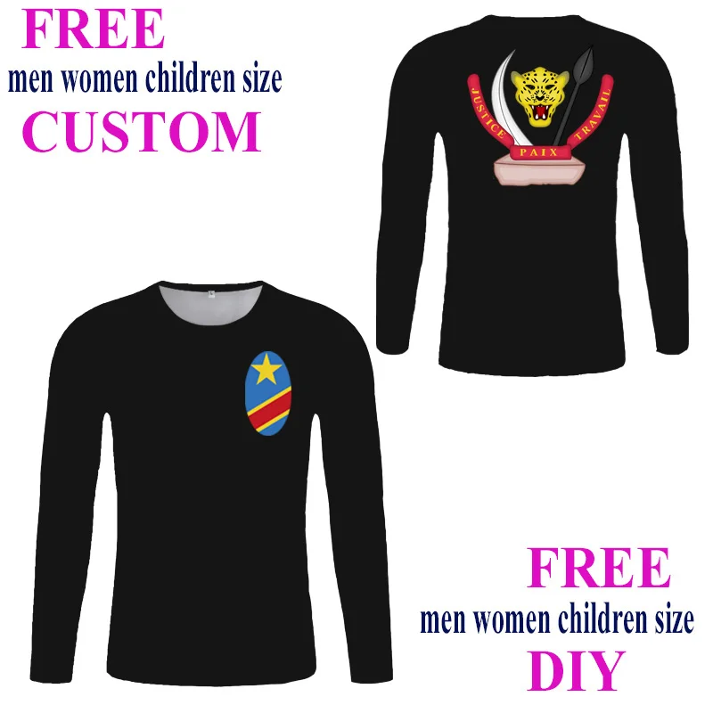 Конго Заир футболка с длинными рукавами Киншаса ЦАР футболки рубашка эмблемой