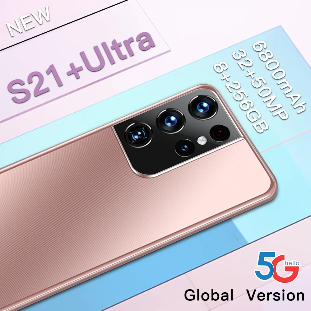 

Latest 5g Smartphone 6.7Inch S21+Ultra 10core Dual SIM 8G+256G 32Mp+50Mp Face Recognition Multi - Language Android10 6800 mAh