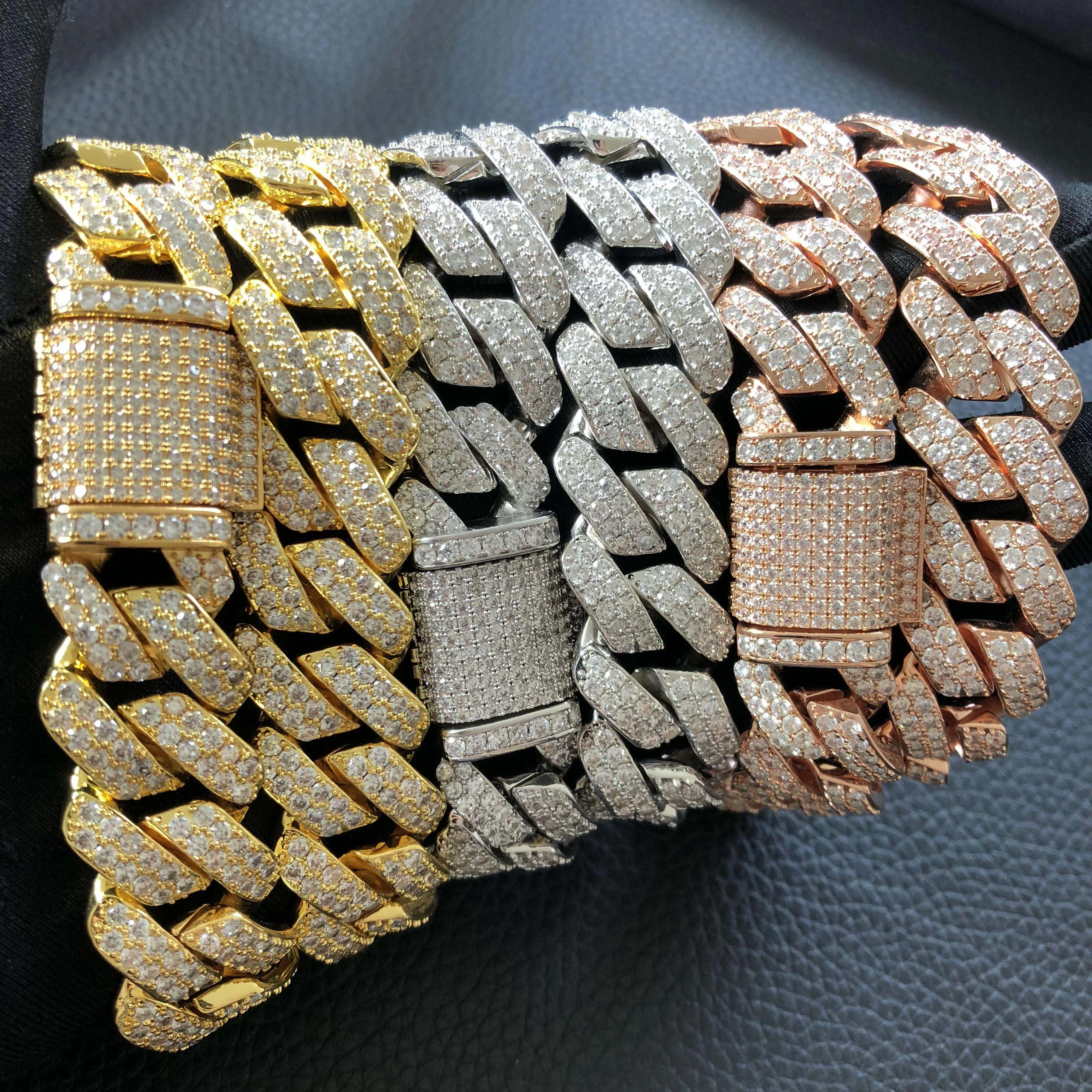 19 мм Iced out зубец кубинские звенья цепи для мужчин
