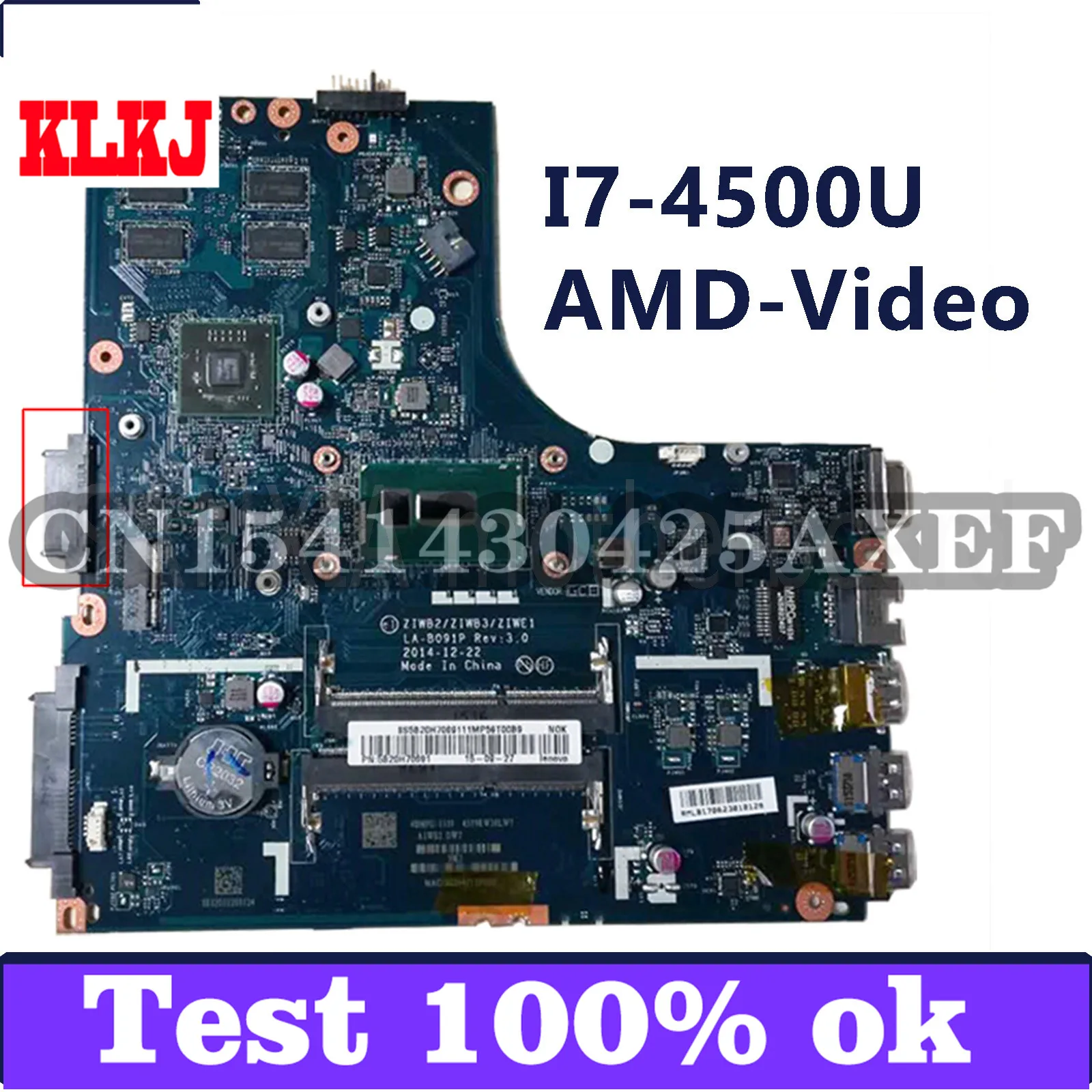 

KLKJ ZIWB2/ZIWB3/ZIWE1 LA-B091P материнская плата для ноутбука Lenovo B40-70 протестированный Оригинал материнская плата I7-4500U AMD-видео