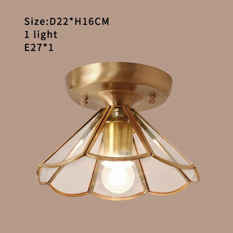 Чистое медное Золотое потолочное освещение E27 маленькие стеклянные потолочные