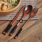 3 предмета в комплекте, Плетеный абажур из натурального дерева Ложка Вилка для обеда комплект рисовые супы посуда Крупы ручной работы столовые принадлежности Комплектная Посуда Столовые приборы домашнего Kicthen