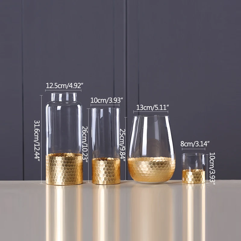 Strongwell Европейский современный золотой Стекло ваза прозрачный цилиндричный