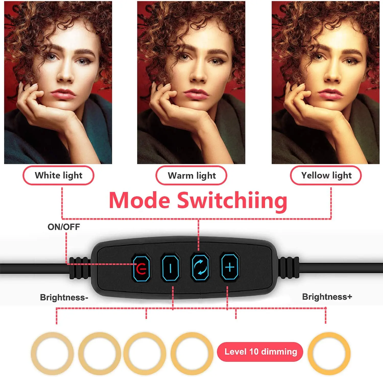 Кольцевой светодиодный светильник для селфи 10 дюймов со штативом с