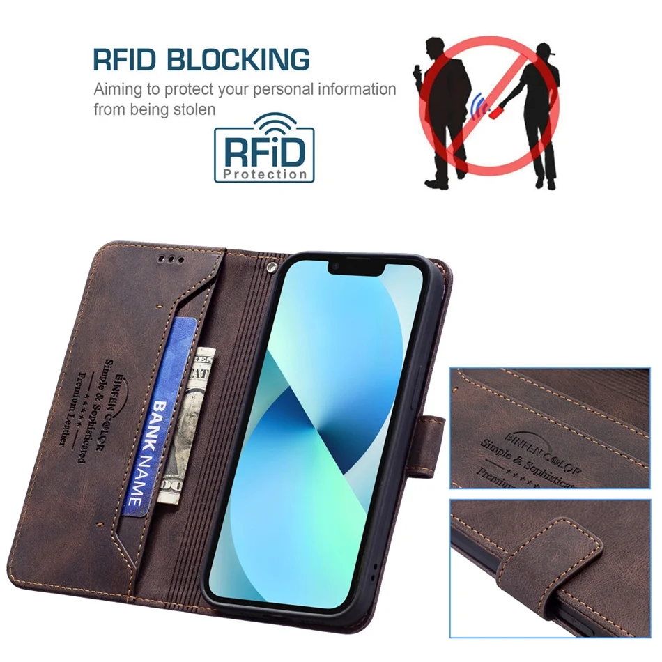 

RFID Blocking Wallet Case For Samsung Galaxy S21 S20 FE Plus Ultra A12 A13 A21S A32 A51 A52 A71 A72 5G Protect Phone Cover D07H