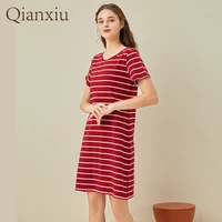 summer cotton striped womens nightdressoversizesuit soft and comfortablehome wear