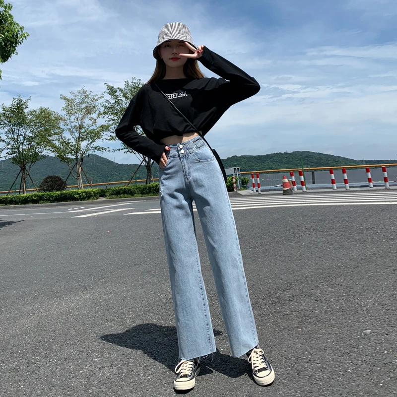 

For Female Denim Woman Baggy Jeans Pants High Waist Women's Fashion Jeans Trousers