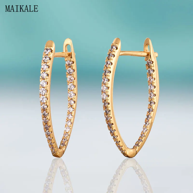 MAIKALE, трендовые серьги-гвоздики для женщин, v-образная форма, металл AAA, кубический цирконий, циркониевый зажим, серьги, новые модные ювелирные изделия, Brincos Bijoux