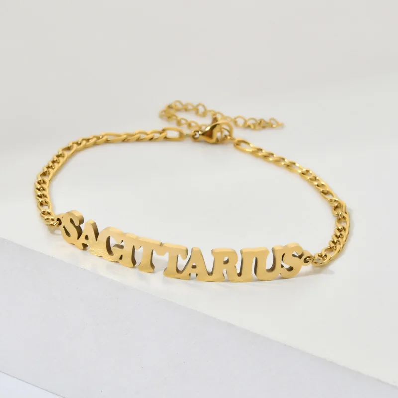 Винтажная бижутерия 12 знаков зодиака надпись Фигаро цепочка-браслет подвески в
