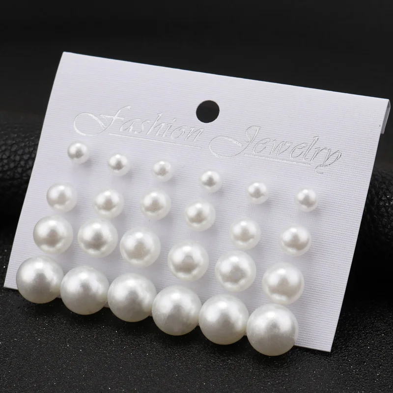 Новинка 2019 серьги гвоздики с шариками комплект жемчужных серег для женщин