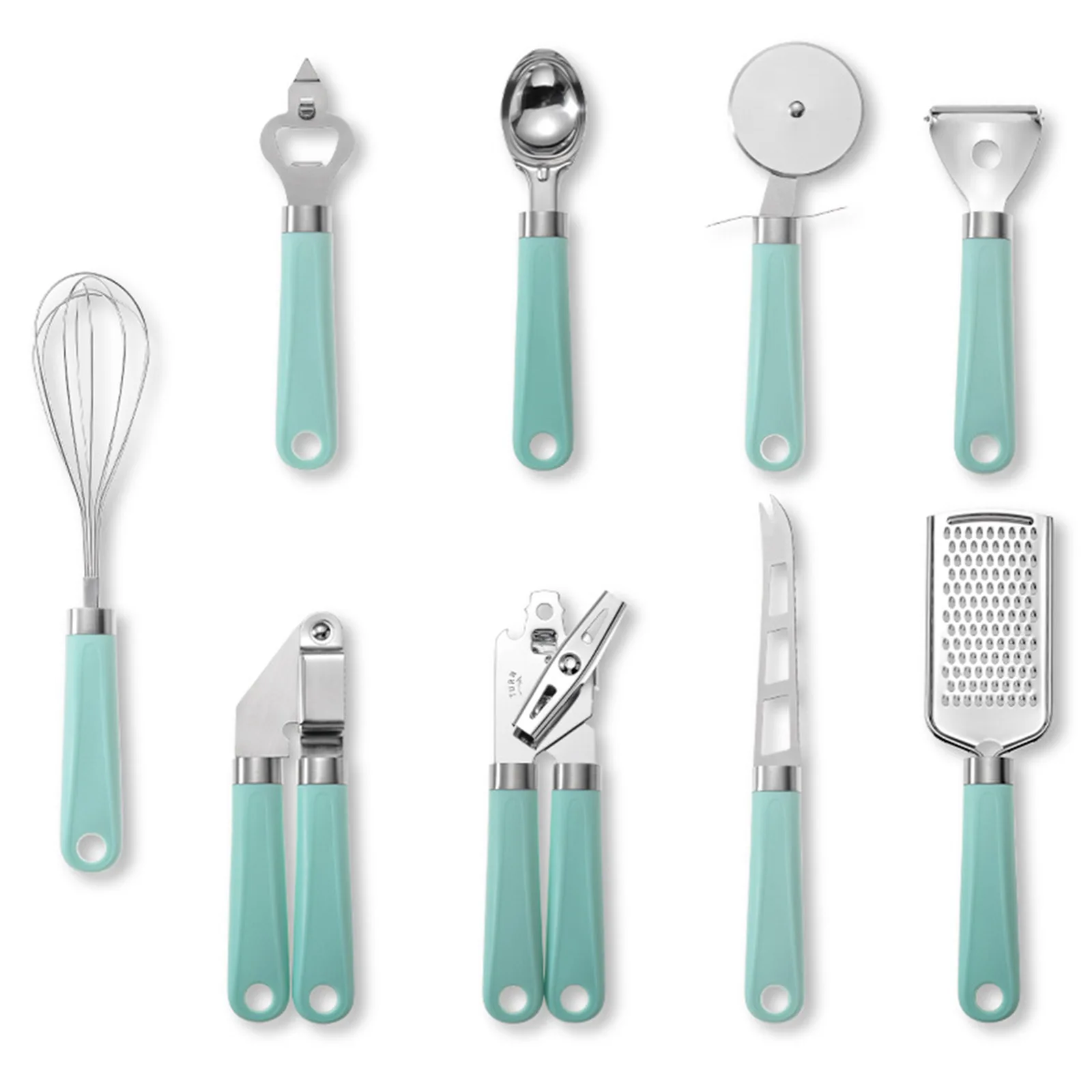 

9Pcs Kitchenware with Plastic Handle, Hanging Hole Insulation Anti-scalding Kitchen Gadget