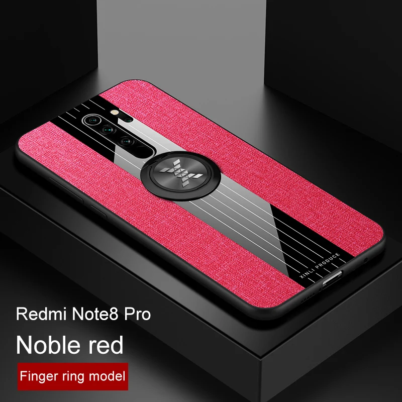Red KONSMART Роскошный чехол для телефона для Xiaomi Redmi Note 8 Pro палец кольцо благородный противоударный защитный чехол xiomi Redmi Note 8Pro Note8 - Цвет: Red