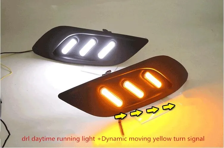

eOsuns led drl daytime running light for Ford focus with Dynamic moving yellow turn signal and blue night running light