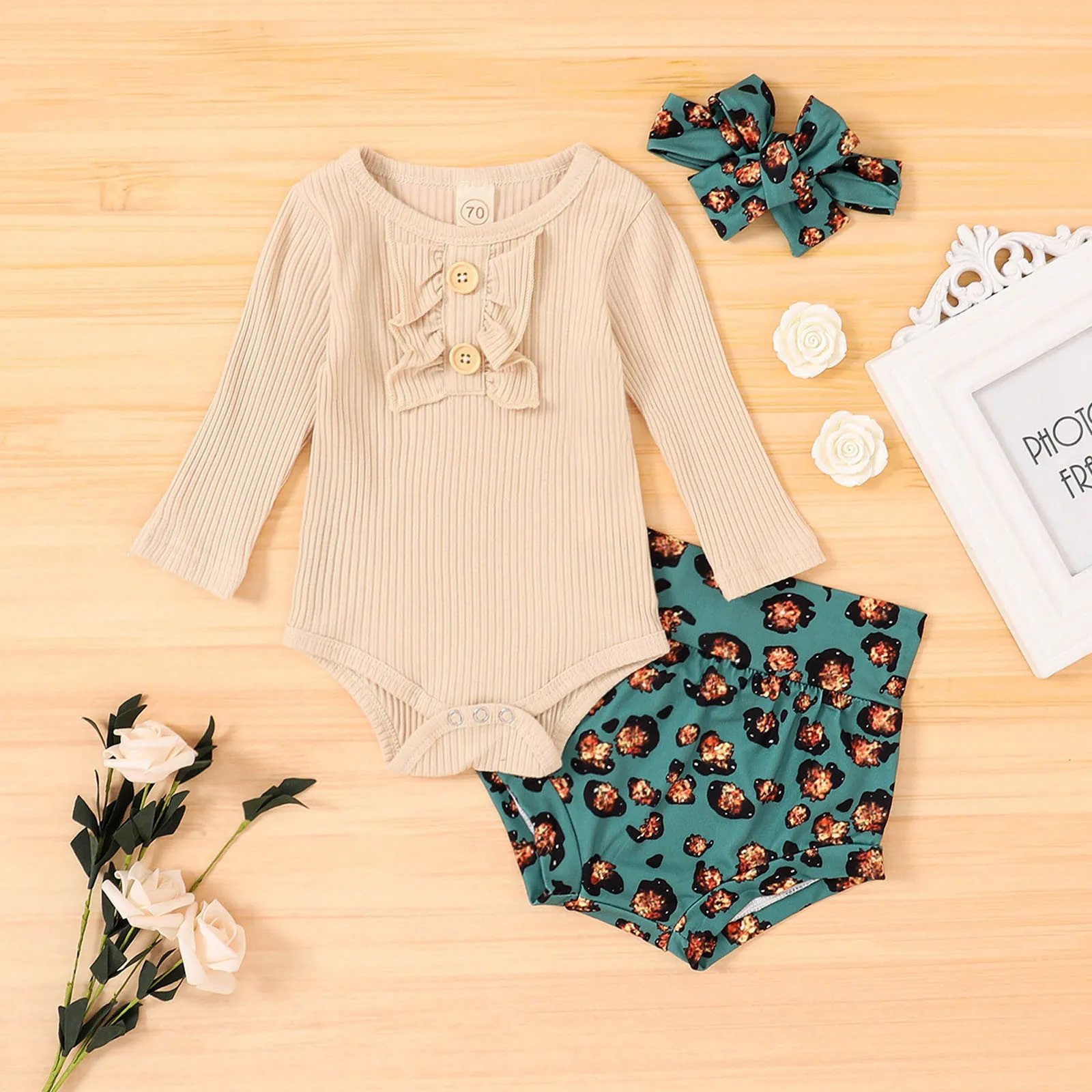 

Ropa Bebe Toddler New Born Summer Outfits Newborn Infant Baby Girls Ribbed Romper Leopard Shorts Outfits Girls Clothes Set