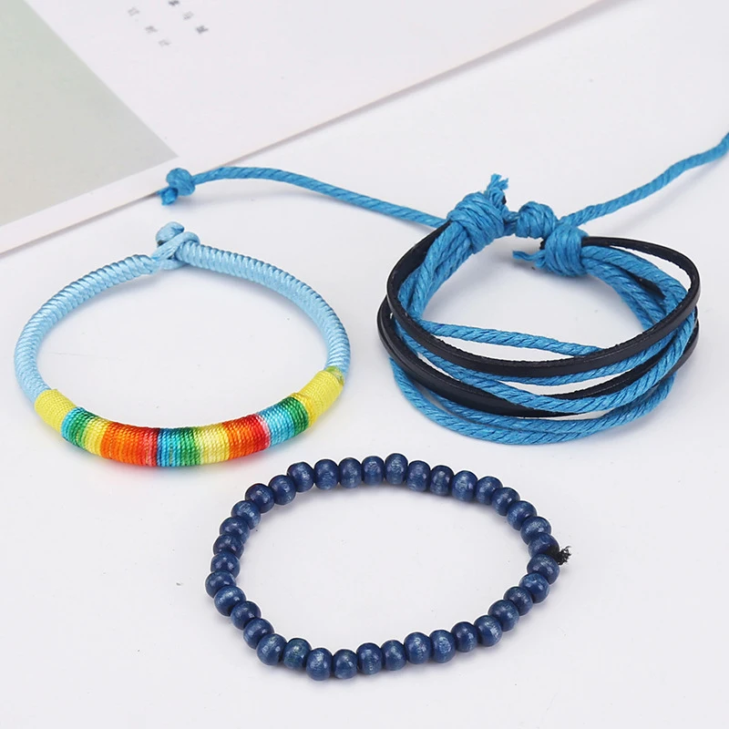 3 шт./компл. модный мужской кожаный браслет в стиле панк плетеный на запястье