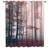 red mysterious maple leaves forest window treatments curtains valance window curtains curtain lights living room bathroom kids