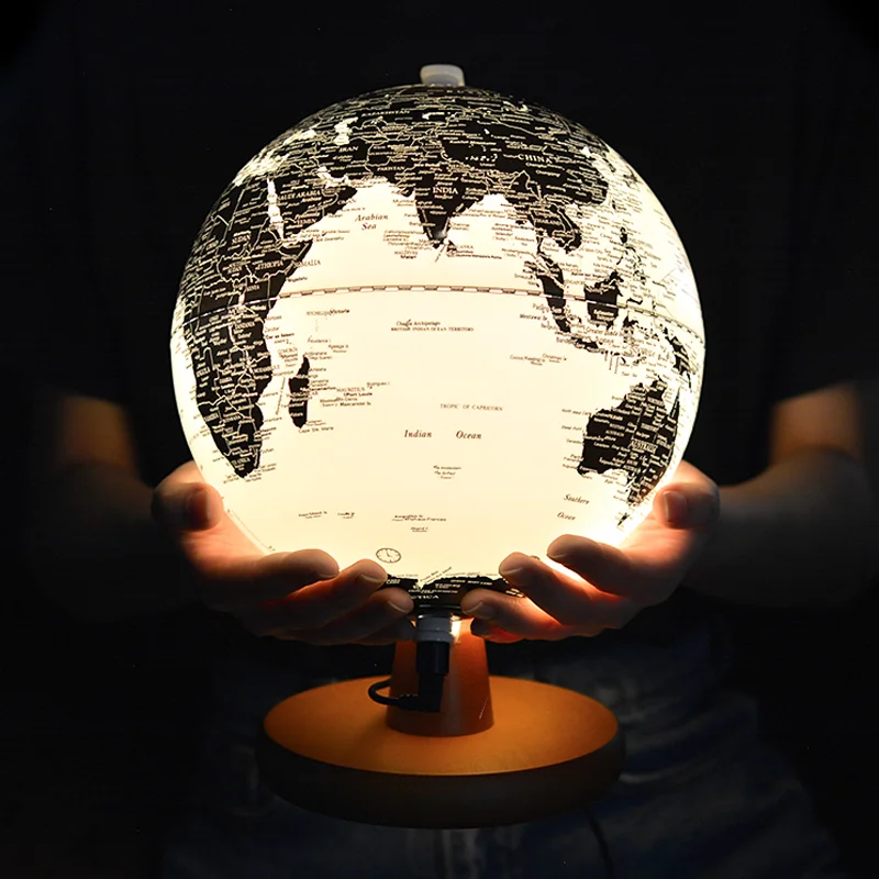 25 см глобус Карта мира Глобус винтажные деревянные украшения USB светящийся