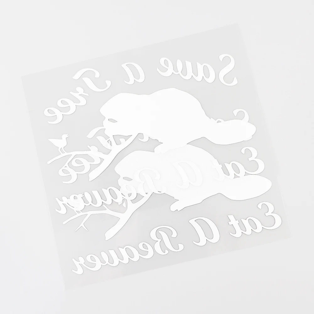 

YJZT 15CMX9.8CM Fashion Decal Save A Tree Eat A Beaver Vinyl Car Sticker Black/Silver 8C-0234