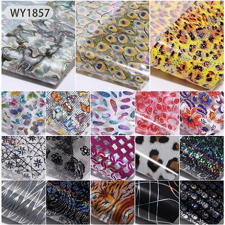 18pcs-WY1857 1 набор цветочных наклеек для ногтей, фольга, переводные наклейки для лака, набор разноцветных цветочных наклеек, самоклеющиеся обертывания, аксессуары для дизайна ногтей - Цвет: 18pcs-WY1857