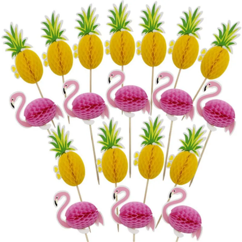 10/20 штук Baby Shower Фламинго ананас торт фигурки жениха и невесты Гавайская Юбка с
