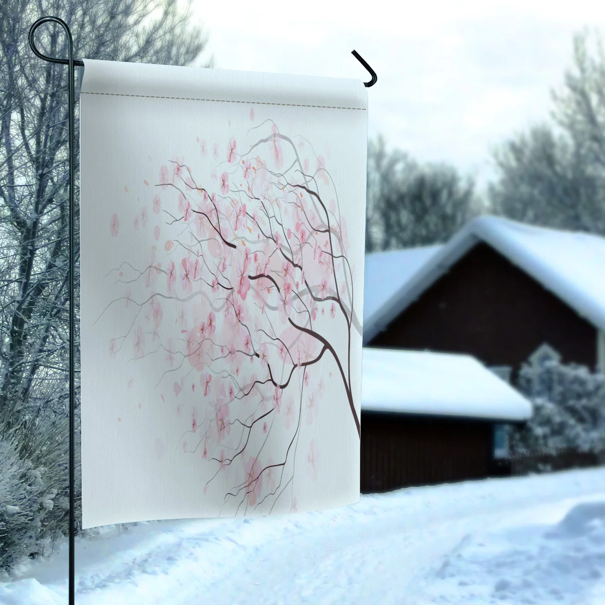 Садовый флаг красивые вишневые ветви дерева дом двухсторонний полиэстер для