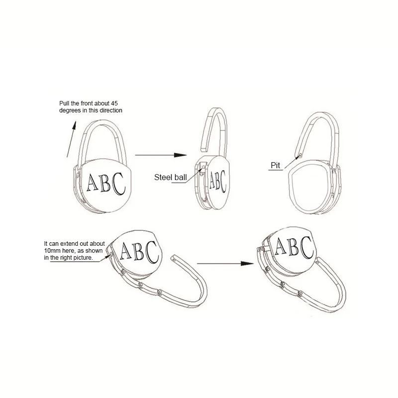 

Portable Metal Foldable Bag Purse Hook Handbag Hanger Purse Hooks Handbag Holder Shell Bag Folding Table Hook 9 Colors