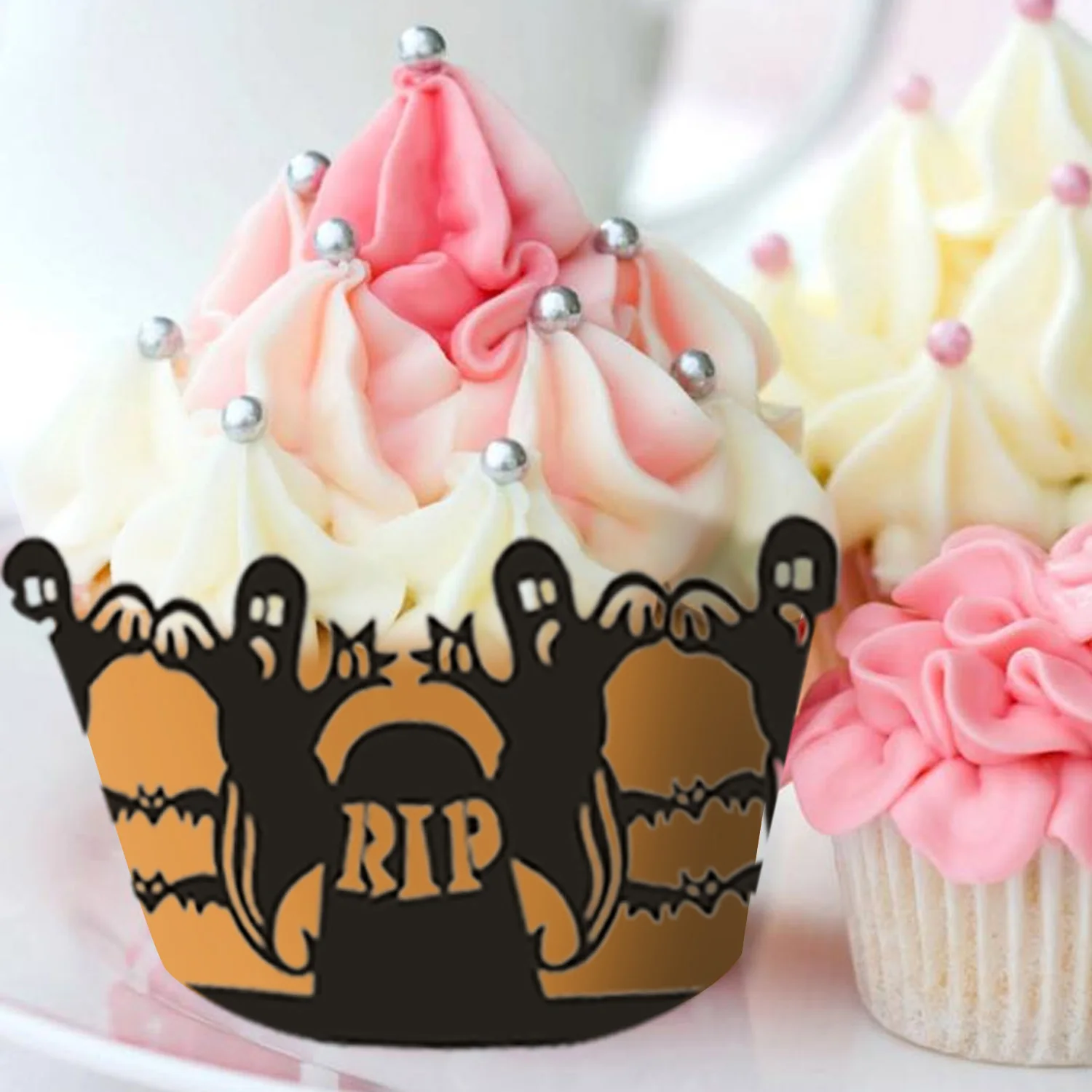 Behogar 50 шт. Хэллоуин выдалбливают обертка для кексов форма пирожных декоров