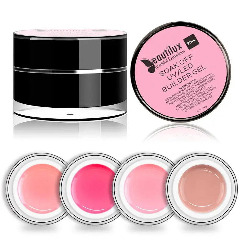 Beautilux Soak Off Contruction Nails Gel Kit 10 г * 12 шт прозрачный розовый белый камуфляж УФ