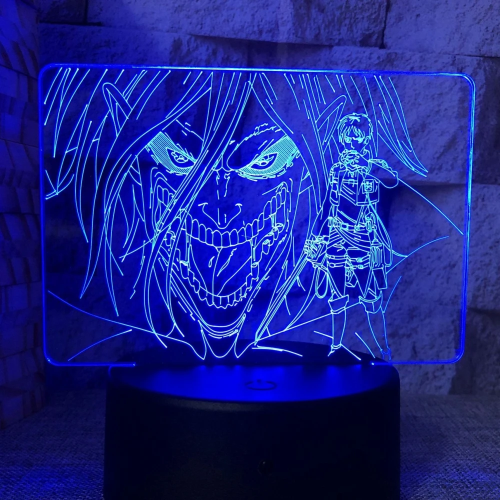 

Светодиодная аниме-лампа 3D «атака на Титанов», ночник для декора детской, спальни, ночсветильник для манги, Подарочная фигурка