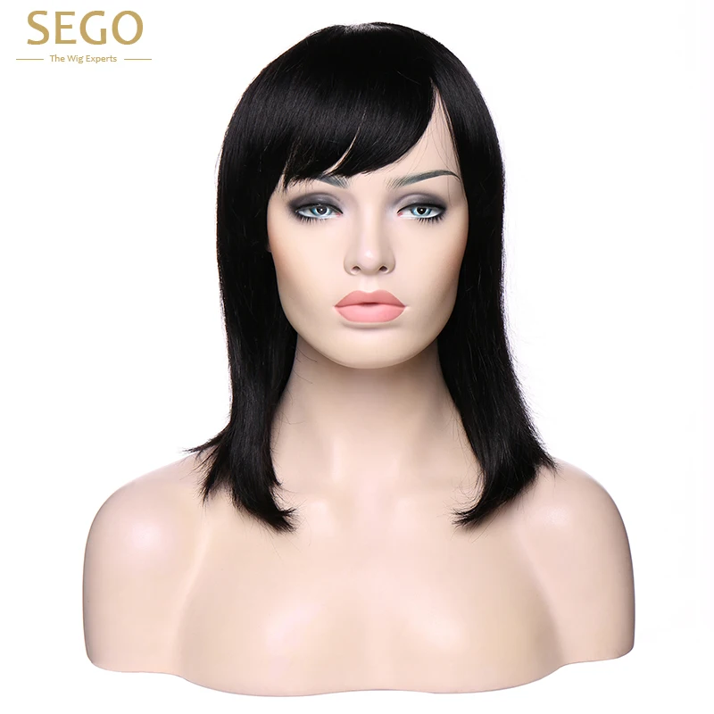 Парики Боба бразильские человеческие волосы парик с челкой причёска Боб прямыми