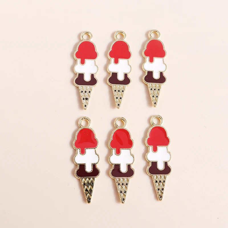 

10pcs 8*27mm Ctue Ice Cream Charms Necklaces Earrings Making Accessories Drinks Food Charms for diy Jewelry Making Pendants