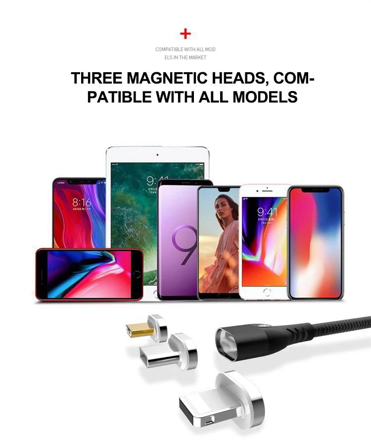 IONCT 3A Быстрая зарядка Магнитный кабель для передачи данных для iPhone samsung Android Шнур кабель провода телефонной магнитное зарядное устройство Тип C Micro USB кабель для передачи данных